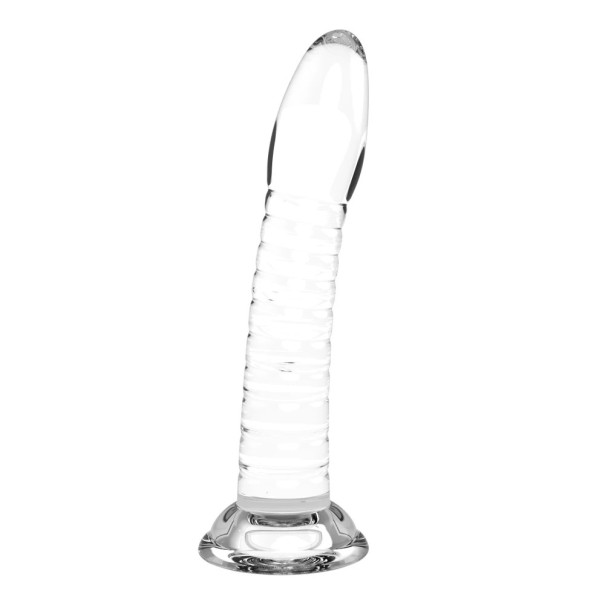 Dildo en caoutchouc taille M en forme de pénis avec ventouse étanche flexible doux design réaliste entretien facile stockage sécurisé emballage discret transparente