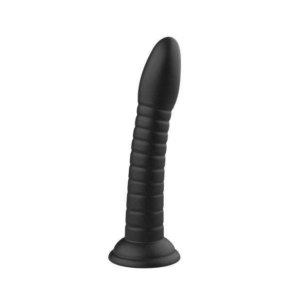 Dildo in gomma grande S a forma di pene con ventosa impermeabile flessibile morbido design realistico facile manutenzione stoccaggio sicuro confezione discreta nero