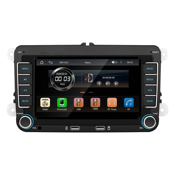 DIN HD radio samochodowe CarPlay Android Auto Bluetooth FM RDS USB AUX ekran dotykowy stereo do Volkswagen Seat Škoda Passat Golf Polo 1