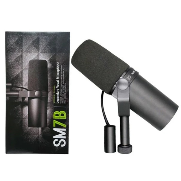 Dinamikus mikrofon SM7B XLR kimenet Stúdiófelvétel Podcast Énekhang Magas és mély hangok kapcsoló Beépített szélvédőre szerelhető, magas hangnyomású csillapító tartó 1