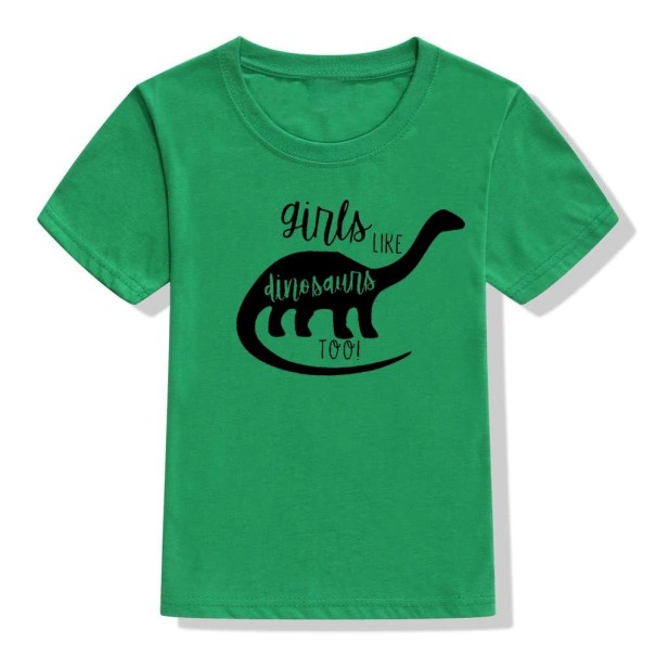 Dinosaur-t-shirt til piger grøn 6