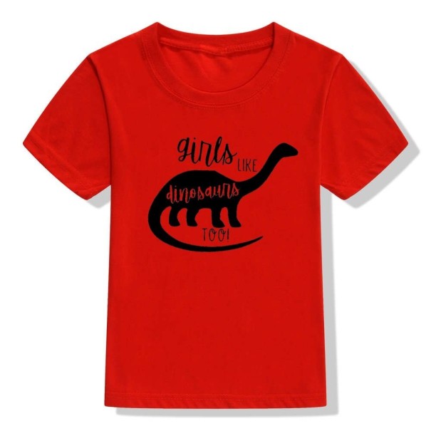 Dinosaurie-t-shirt för flickor röd 6-12 månader