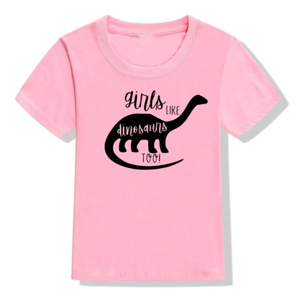 Dinosaurier-T-Shirt für Mädchen rosa 12-24 Monate