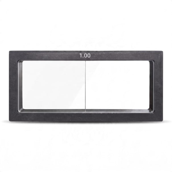 Dioptrische loep voor lashelm 1 dioptrie Afmeting 11 x 5,5 cm Dikte 3 mm Glas Zwarte rand Voor nauwkeurig lassen 1