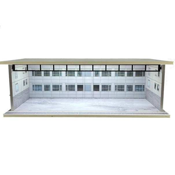 Diorama espositivo garage per modelli di auto 30 x 13,5 x 10 cm Scala 1:64 Edificio bianco con finestre Scena di parcheggio PVC ABS vetrina modello 1