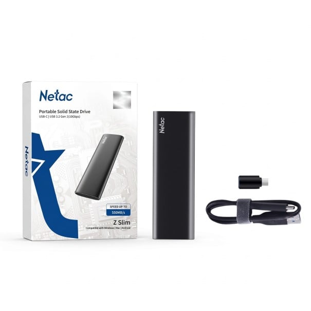 Disco SSD portátil de 2 TB con USB-C y transferencia de hasta 550 MB/s como almacenamiento externo delgado y negro para computadora, Mac y consolas 1