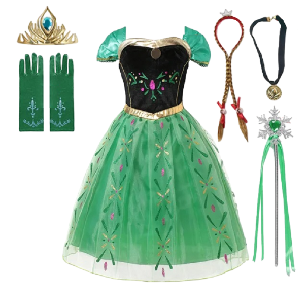 Disfraz de Anna de Frozen con accesorios Disfraz para niña Cosplay de Anna de Frozen Disfraz de carnaval Máscara de Halloween Vestido de niña Anna de Frozen V283 6