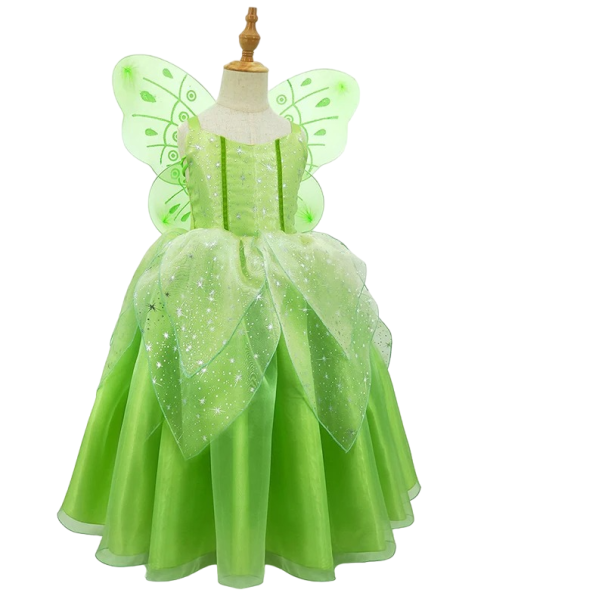 Disfraz de hada Campanilla con alas, disfraz para niña, disfraz de hada Campanilla para carnaval, disfraz de Halloween, vestido de hada Campanilla para niña 4