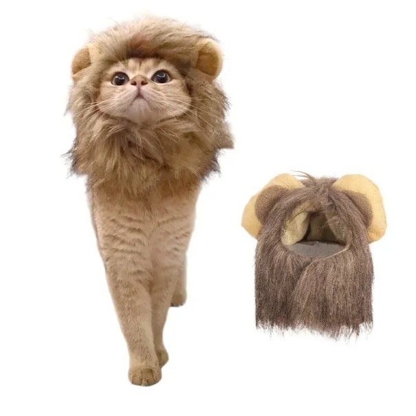 Disfraz de león para gato Disfraz de Halloween para gatos Lindo disfraz para mascotas Melena de león para gatos L
