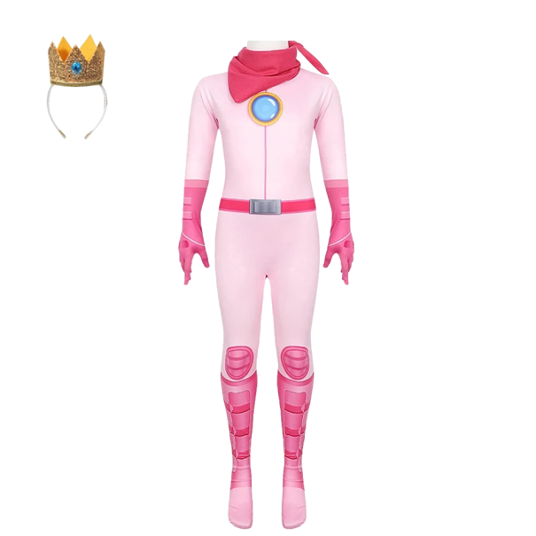 Disfraz de princesa Peach de Mario Disfraz para niñas Disfraz de princesa Peach para carnaval con corona Disfraz de Halloween Traje de princesa Peach para niñas 4