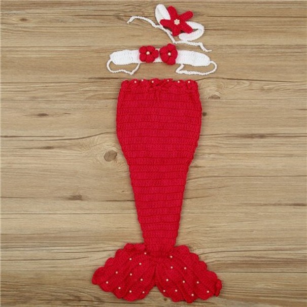 Disfraz de sirena para sesión de fotos de niñas rojo