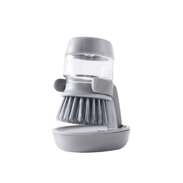 Dish Brush with Dispenser 10 x 9.5 x 5 cm Palma Brush Detergent Dispenser Draining Stand Kitchen Cleaning Brush grey