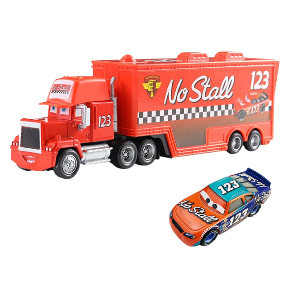 Disney Pixar Cars 2 3 Mack Hauler i Todd Marcus Race Car i Truck Set Zabawki dla dzieci Figurka samochodu Wujek Mack i Todd Marcus 1