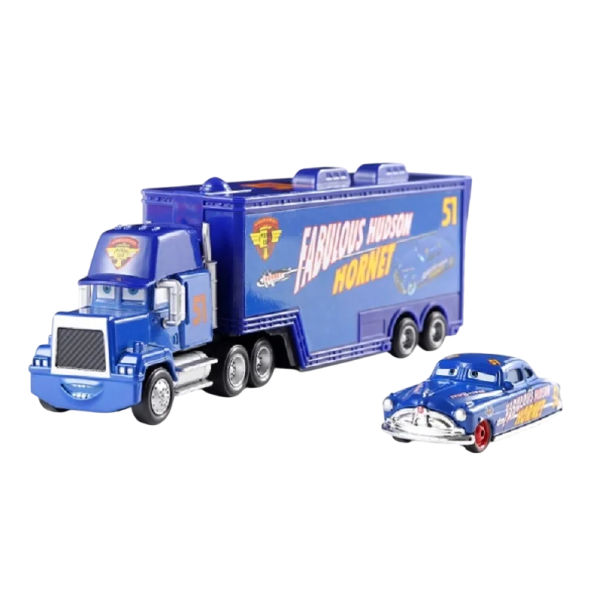 Disney Pixar Cars 2 3 Mack Hauler Truck et Hudson Hornet en métal moulé sous pression, jouets pour enfants, coffret cadeau de personnages de films 1