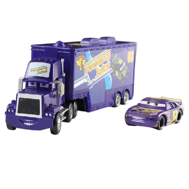 Disney Pixar Cars 2 3, Set mit Mack Hauler und Lee Revkins, Metallspielzeugauto, Onkel Hauler, Filmspielzeug, Kinderspielzeugauto, Sammlersammlung 1