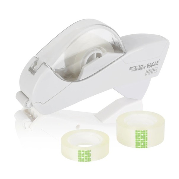 Dispensador automático de cinta Eagle Doble desenrollador sin batería Cortador de mesa práctico Cinta adhesiva para envolver regalos y manualidades Varios colores blanco