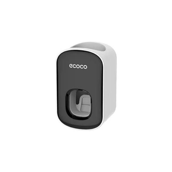 Dispensador automático de pasta de dientes de pared sin perforación con tapa contra el polvo y fácil instalación para un uso higiénico y económico negro
