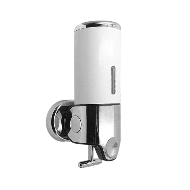 Dispensador de jabón y champú de pared 500ml Dispensador de baño impermeable Bomba de líquido Tornillos y llaves incluidas blanco