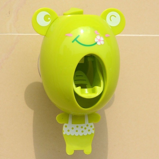 Dispensador de pasta de dientes con temática de animales verde
