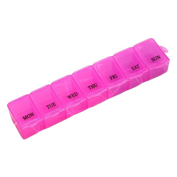 Dispensador semanal de medicamentos rosa escuro