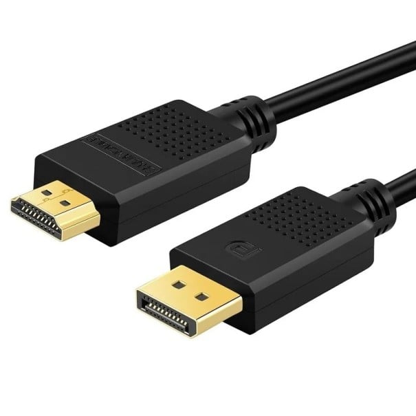 DisplayPort Stecker auf HDMI Stecker Adapter 4K 30 Hz 1 m Adapter zum Anschluss eines TV Monitors DP auf HDMI Kabel PC und Laptop Anschluss HD 1