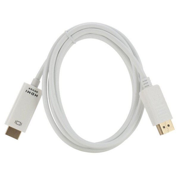 DisplayPort til HDMI-forbindelseskabel M/M 1,8 m hvid