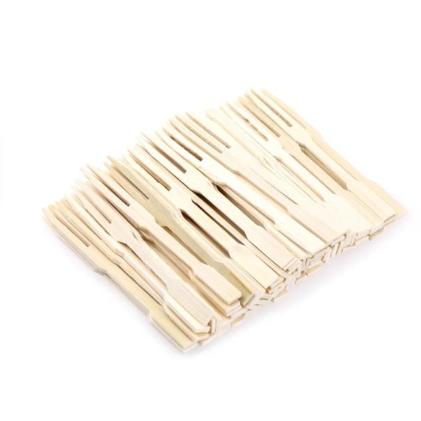 Disposable Bamboo Forks 9 cm 100 pcs from Natural Bamboo Light Wooden Cocktail Forks for Fruit Desserts and Party Tableware 1