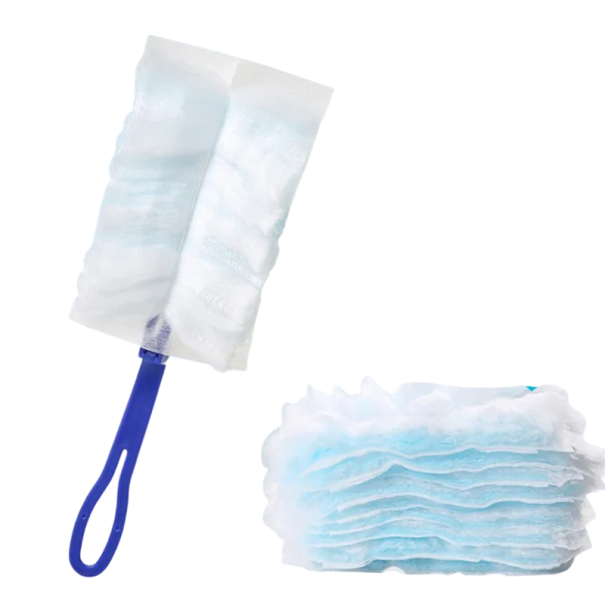Disposable Electrostatic Dust Collector with Handle 10 pcs Blue Adsorptive Duster Made of Chicken Feathers Cleaning Brush for Gaps and Furniture for Household Cleaning 1