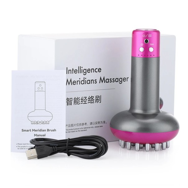 Dispositivo de Drenaje Linfático Eléctrico 15,8 x 9,3 cm Cepillo de Masaje Guasha con Microcorrientes Cuidado Corporal Anticelulítico y Fisioterapia morado