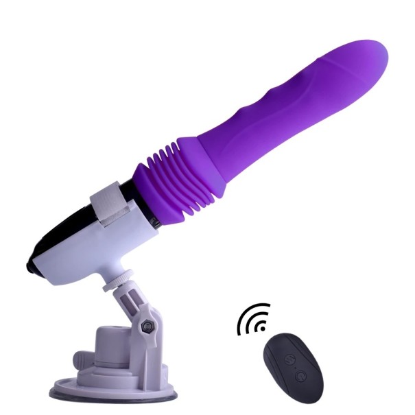 Dispositivo de masturbación con control remoto que simula movimientos sexuales. Embalaje discreto. morado