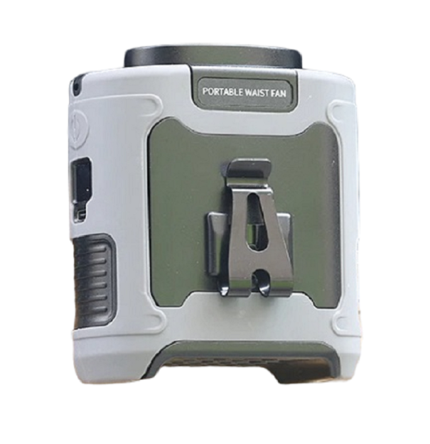 Dispositivo multifuncional com suspensão para cinto Powerbank USB-C com lanterna integrada e ventilador 10000 mAh Ventilador portátil à prova de água 9,8 x 8,6 x 4,6 cm cinzento