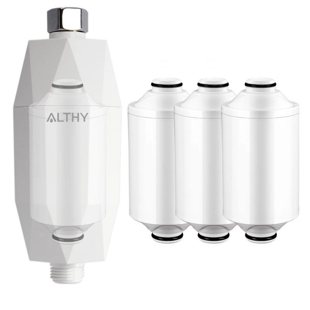 Dispositivo revitalizante de filtrado de agua para ducha para reducir el cloro y los metales pesados en el agua Conector G1/2&quot; Filtración de ducha para mejorar la piel y el cabello 16,5 x 6,2 cm 1