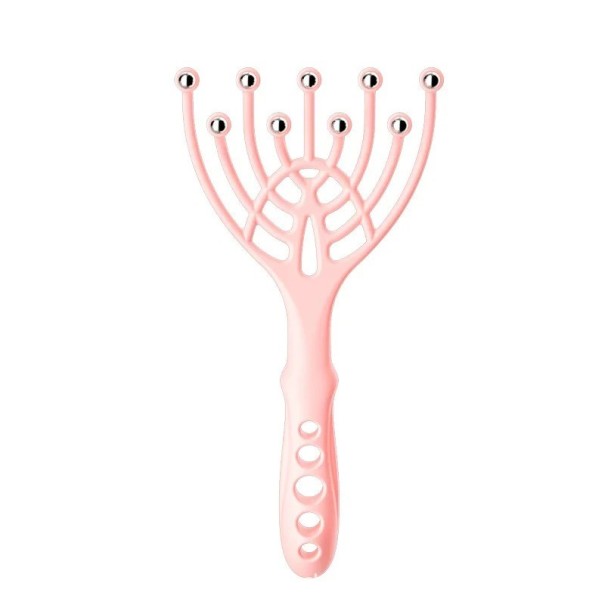 Dispozitiv de masaj pentru cap Aparat de masaj pentru scalp cu 9 bile din oțel 19 x 8,5 cm roz
