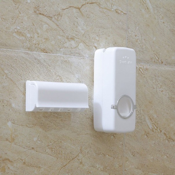 Distributeur de dentifrice et support de brosses à dents 2 pcs blanc