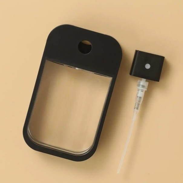 Distributeur de poche 45 ml 10 x 5,8 cm Flacon plat rechargeable avec spray pour la désinfection des cosmétiques à l’alcool Emballage de voyage coloré noir