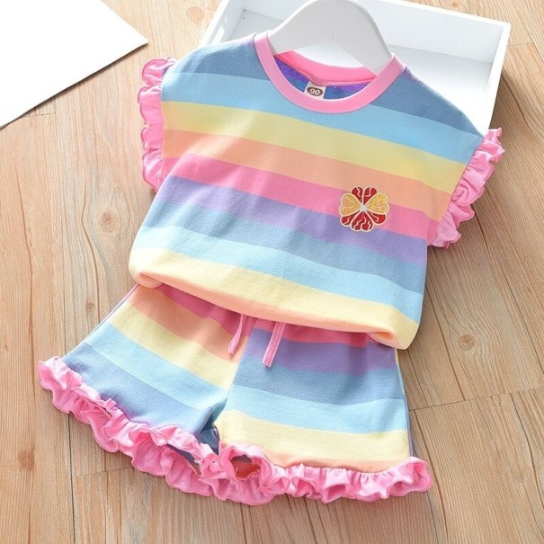 Dívčí barevné tričko a kraťasy L1514 3 C