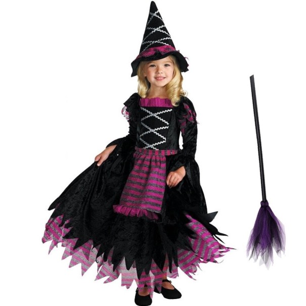 Dívčí kostým čarodějnice P3874 6-7 let