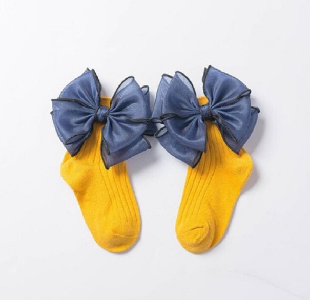 Dívčí kotníkové ponožky s mašlí žlutá 1-3 roky