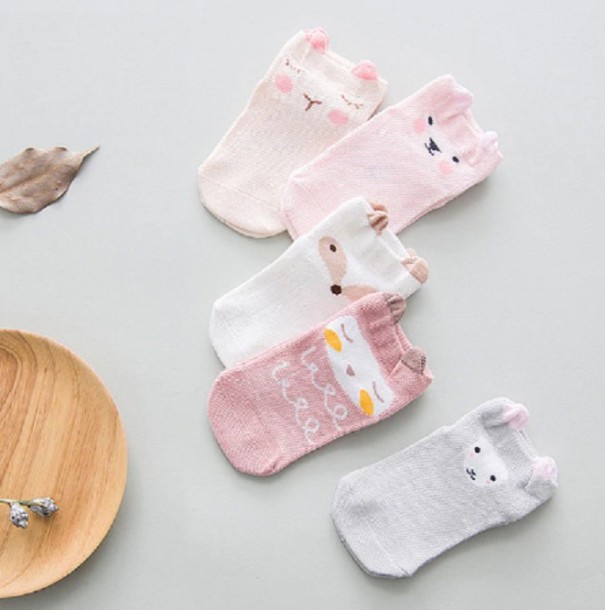 Dívčí kotníkové ponožky se zvířátky - 5 párů 12-24 měsíců 6
