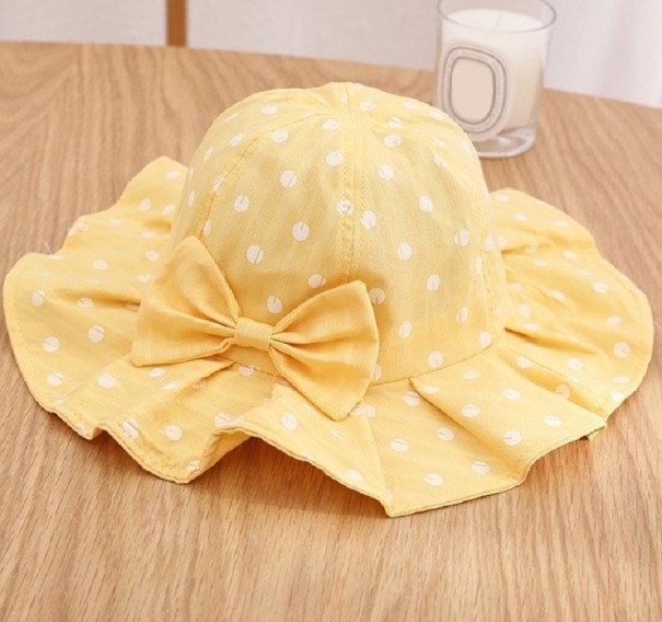 Dívčí letní klobouk s mašlí žlutá