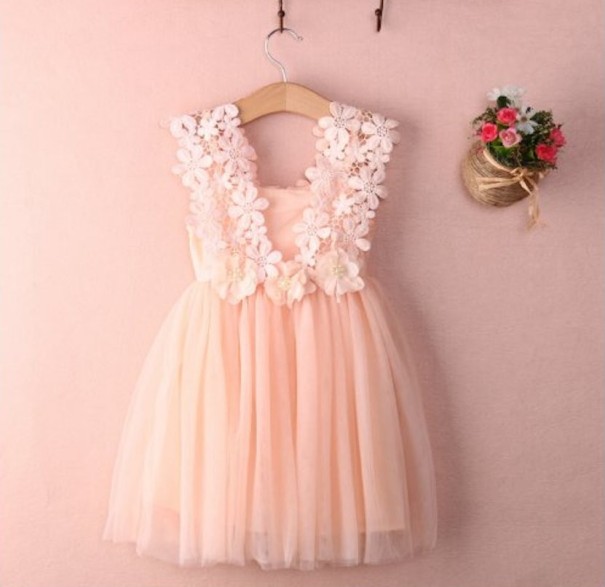 Dívčí letní šaty s květinami J1892 růžová 3