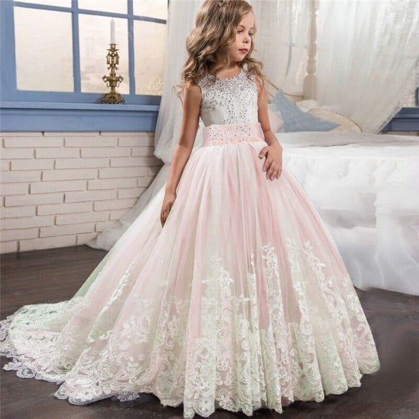 Dívčí plesové šaty N127 světle růžová 6