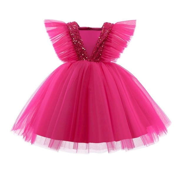 Dívčí plesové šaty N176 tmavě růžová 8