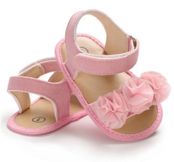 Dívčí sandály s kvítky A332 světle růžová 6-12 měsíců