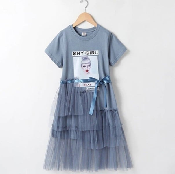 Dívčí šaty N515 modrá 7