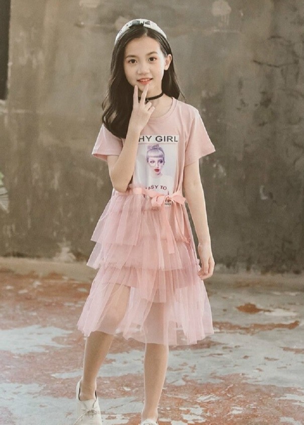 Dívčí šaty N515 růžová 7
