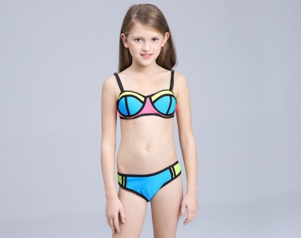 Dívčí stylové bikiny J888 modrá 8