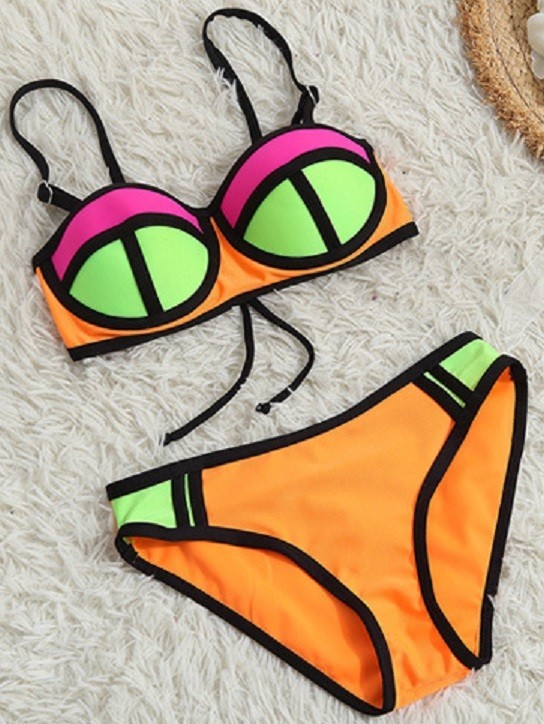 Dívčí stylové bikiny J888 oranžová 12