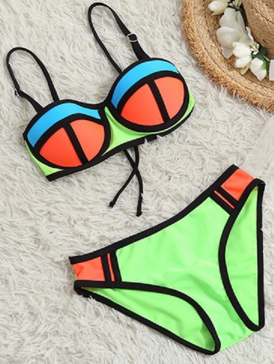 Dívčí stylové bikiny J888 zelená 5