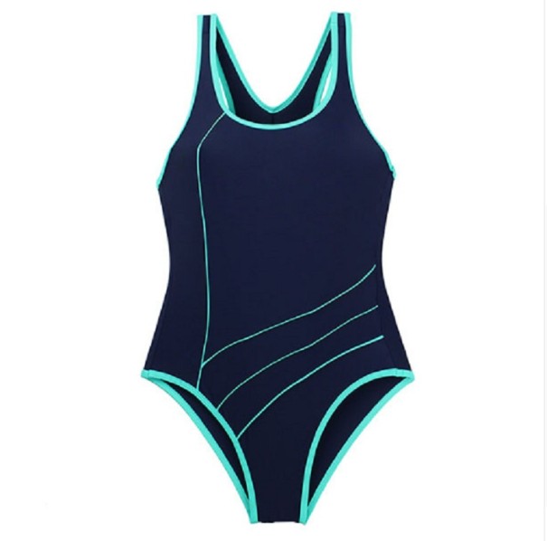 Dívčí stylové jednodílné plavky J2494 černo-modrá 10